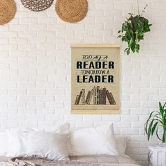 Vintage Book Reading Poster – Today a Reader Tomorrow a Leader Wall Art with …