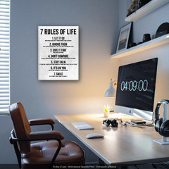 HoneyKick 7 Rules of Life Motivational Wall Art Poster 11×14 White Cardstock