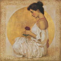 32W»x32H» MYSTIC ROSE by RICHARD FRANKLIN – WOMAN IN ROBE – CHOICES of CANVAS