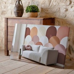 Wall Art Cozy Living Room Scene Featuring A Soft, Light-colored Sofa Adorned
