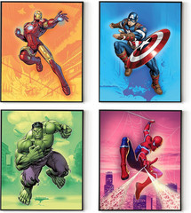 Superhero Wall Decor Poster Prints – Set of 4 (8 Inch X 10 Inch) – Superhero Roo