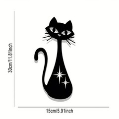 MCM Metal Wall Art Black Atomic Cat with Starburst Design