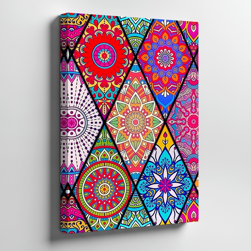 Colorful Mandala Canvas Wall Art Abstract Boho Pattern Decorative Print