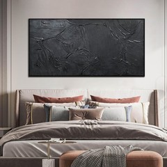 Black Abstract Wall Art Canvas Large Modern Living Room Bedroom Office Decor