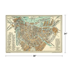 Amsterdam Netherlands Vintage Antique Style Map Poster 24×36 inch