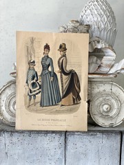 Historical REFERENCE 1886 French Fashion antique French Illustration toned draw