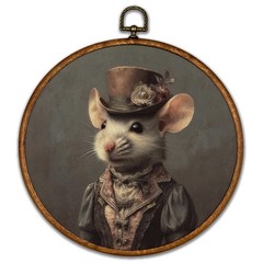Vintage Animal Round Wall Art Decor – Neutral Wall Art Canvas Frame Artwork P…