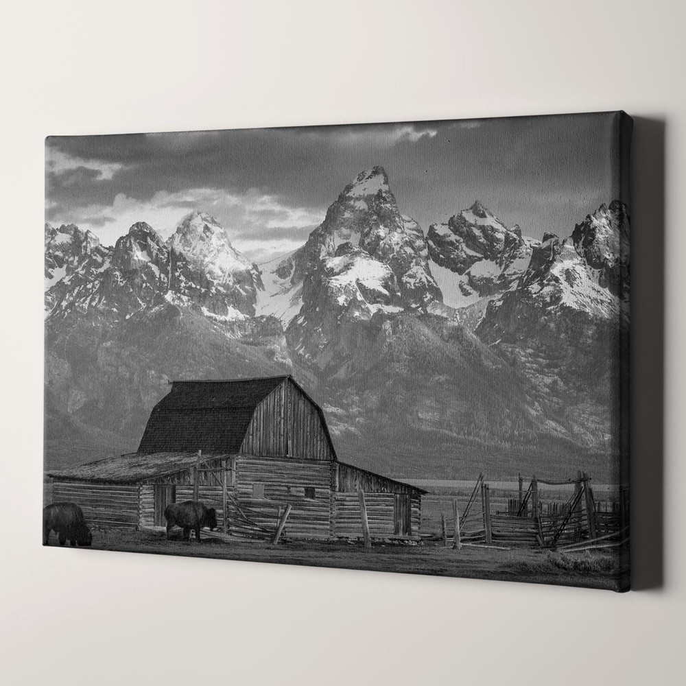 Barn Grand Teton National Park Wyoming Mountain Landscape Canvas Wall Art Print