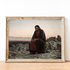 Jesus Christ In The Wilderness Kramskoy Christian Bible Wall Art Poster Print