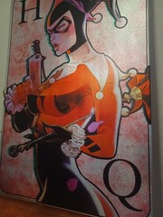 HARLEY QUINN CANVAS, ART, PAINTING QUEEN OF HEARTS (SHINY FOIL-ESQUE) 24X16