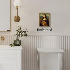 Funny Mona Lisa Cat Wall Art, Vintage Renaissance Mona Lisa Holding Orange Ta…