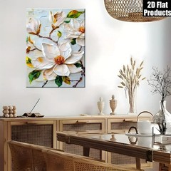 16×24 inch Framed Magnolia Wall Art – Textured Floral Print, Modern Decor