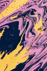Pink Black and Yellow Abstract Painting Art Wall Decor – POSTER 20×30