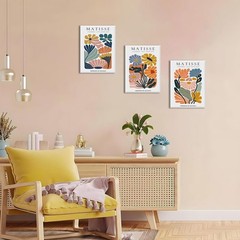 BingruiArt Matisse Wall Art Canvas Colorful Boho Flower Poster Abstract Pictu…