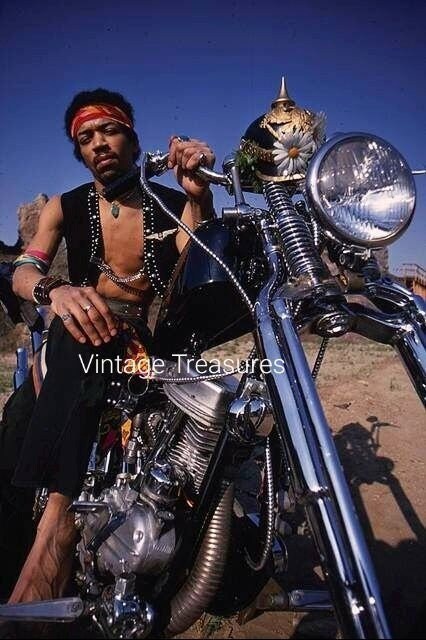 Jimi Hendrix Riding his Harley Motorcycle Photo Print Poster