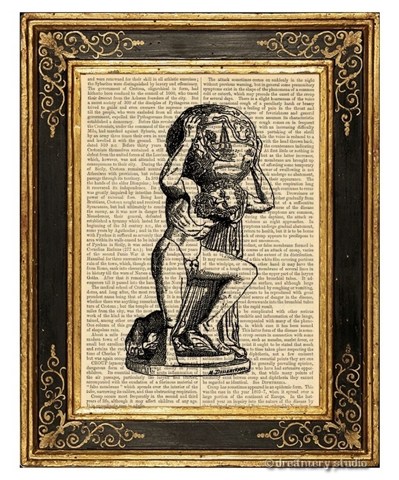 Atlas Art Print on Vintage Book Page Office Home Decor Greek Mythology Titan