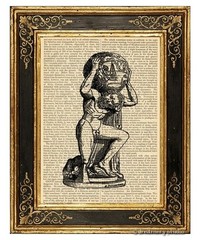 Atlas Art Print on Vintage Book Page Office Home Decor Greek Mythology Titan