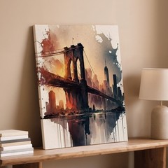 Brooklyn Bridge Canvas Wall Art Urban Skyline Cityscape Landscape Print Home