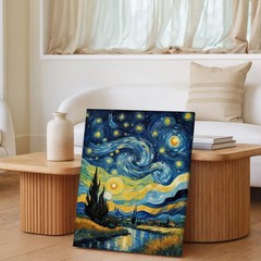 Starry Night Sky Canvas Wall Art Swirling Stars Landscape Painting Print Home
