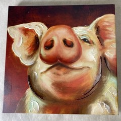 Set Of 2 Canvas Farm Animals Cute Cow And Pig 2016 Sign of The Times 10 X 10 X 1