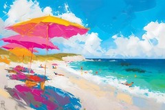 ABSTRACT BEACH POP ART CANVAS PRINT 16″X20″ READY TO HANG T106