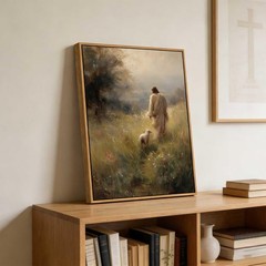 Framed Jesus and Lamb Wall Art Christian Jesus Leaves The 99 Sheep Wall Decor…
