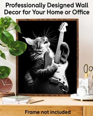 Purrrfect Guitar Lick Cat Poster 11×14 Unframed Rock & Roll Music Wall Art