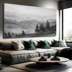 Elegant 30×60 Inch Foggy Mountain Wall Art – Perfect for Living Room & Office