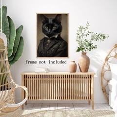 Ljubovnik Gentleman Black Cat Canvas Frame Wall 12″L x 18″W, style-1 Unframed