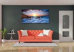 Wall Art Decor Canvas Print Sunset Sea Waves Scenery Painting,24″x48″DIY Framed