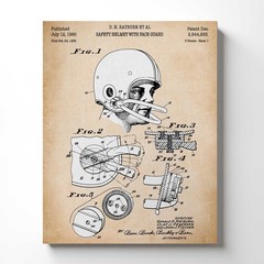 Football Wall Decor, Patent Football Helmet Canvas Print