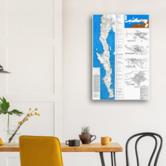 Baja California Mexico Travel Map Poster Historic Vintage 1970s Peninsula Road