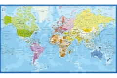 150x100cm World Map Political City Print Poster Wall Mural Decor French Version