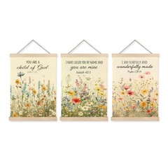 Watercolor Wildflower Christian Wall Art Decor, Inspirational Bible Verse Scr…