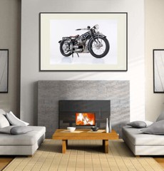 1923 BMW R32 Motorcycle: Metal Print-Gallery Canvas-FujiFilm Photo Poster
