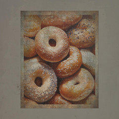 Vintage BAGEL Wall Art, Retro Baking Bread Poster, Jewish Bakery Kitchen Decor
