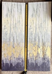Set of 2 Abstract Art Vertical Wall Decor Prints for Adults, Gray Gold White
