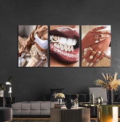 3pcs Trendy Black Woman Canvas Wall Art Fashion NOT FRAMED…16x12inch