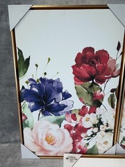 Gallery 57 Floral Garden Triptych Framed Canvas Wall Art 3 Piece Set Gold Frame