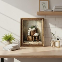 Vintage Gold Framed Laundry Room Wall Art，Rustic Farmhouse Bathroom Decor Can…