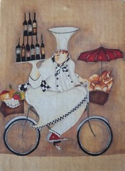«Wine Peddler» By Jennifer Garant Canvas Traveling Chef Decor Art In Motion 7×9