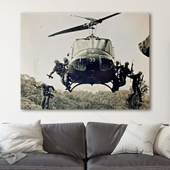 Vietnam War Helicopter Military History USA Canvas Wall Art Print
