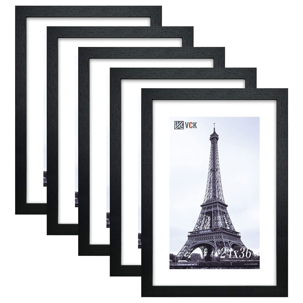 VCK 24 x 36 Inch Black Poster Frame Wood with Plexiglass Hanging 24×36,