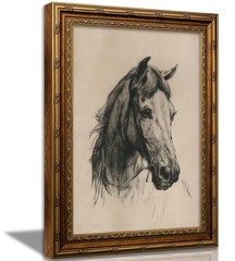 Vintage Gold Framed Horse Sketch Canvas Wall Art Horse Wall Decor Vintage Far…