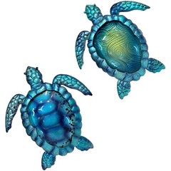 Handcrafted Metal Turtle Wall Art – Coastal Decor for Home & Garden (10″/2 pcs)