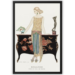 George Barbier Rosalinde Wall Art Deco Fashion Print Framed 11×17 Poster Vintage