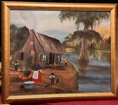 Judy Doucet Serigraph Print on Canvas Art Americana Louisiana Bayou Landscape