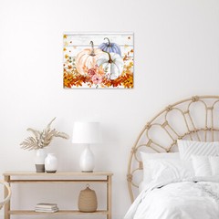 Maple Leaf Fall Pumpkin Canvas Wall Art Decor For Living Room Bedroom 10×8 Inch
