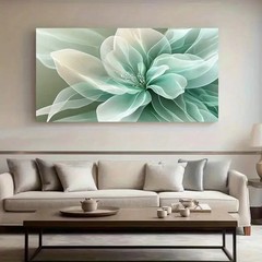 Transparent Green Floral Unframed Canvas Painting for Living