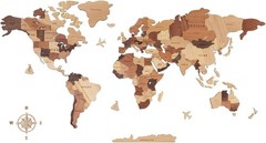 Wooden World Map 3D, Wood World Map Wall Art, Multilayered Wooden Map